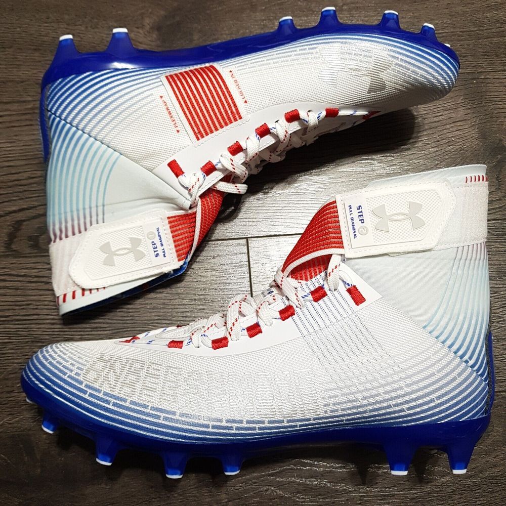 UNDER ARMOUR Highlight MC Texas LE Football Cleats‎ Mens Size 11 White Blue red